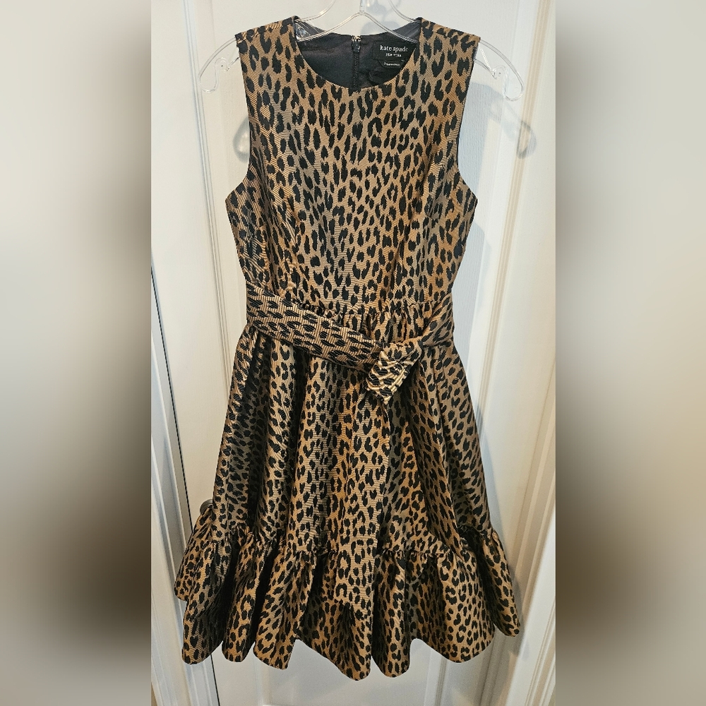 Kate Spade Black and Tan Leopard Print Dress